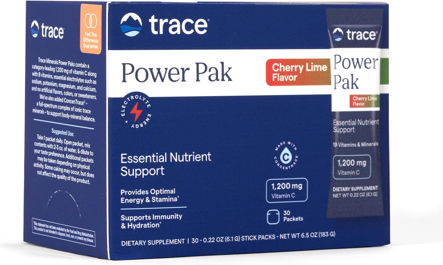 Trace Minerals Power Pak Multivitamin Packets - Cherry Lime, 30 Count