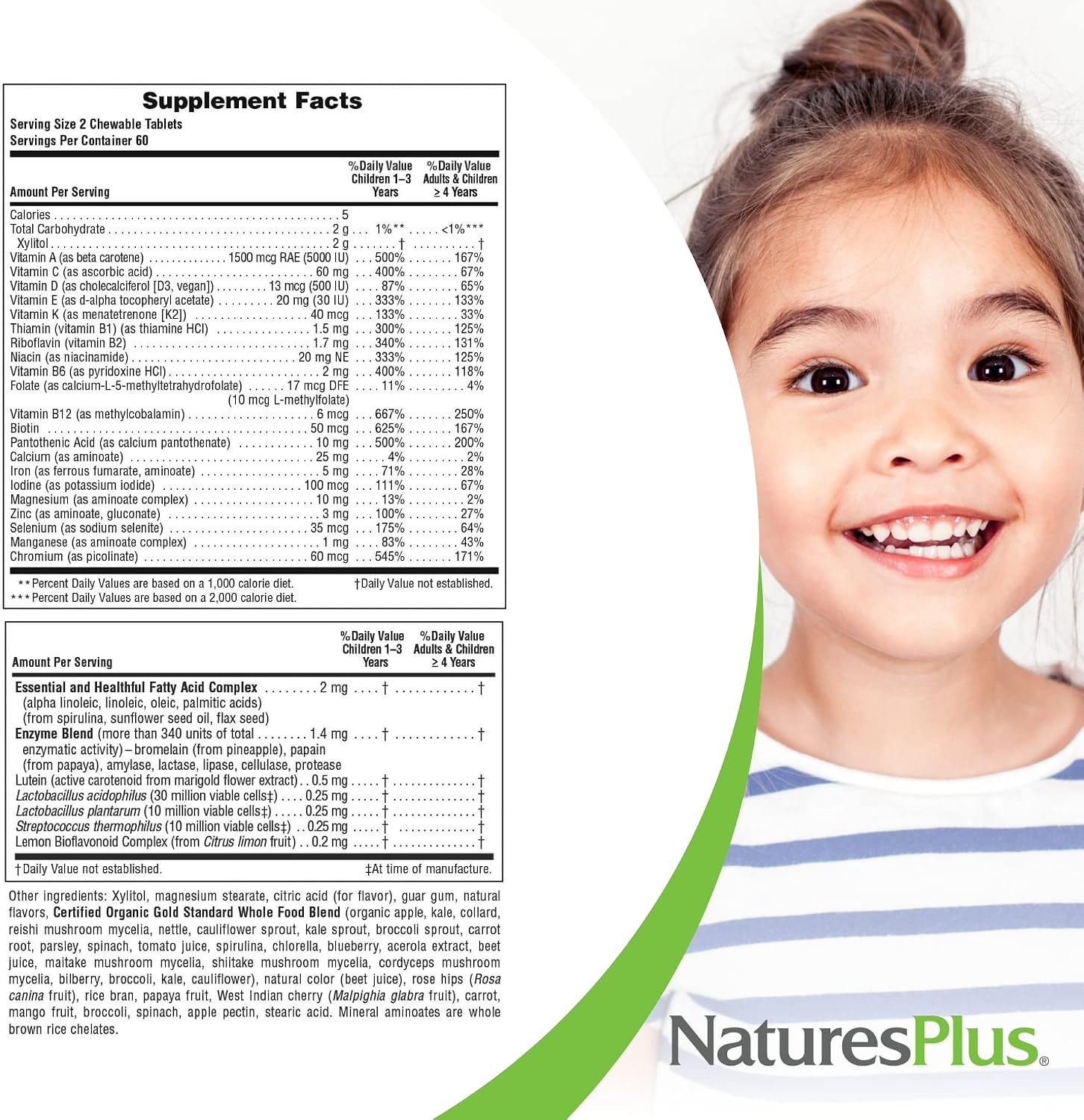 NaturesPlus Animal Parade Gold Children's Chewable Multivitamin - Natural Cherry Flavour - 120 Animal Shaped Tablets