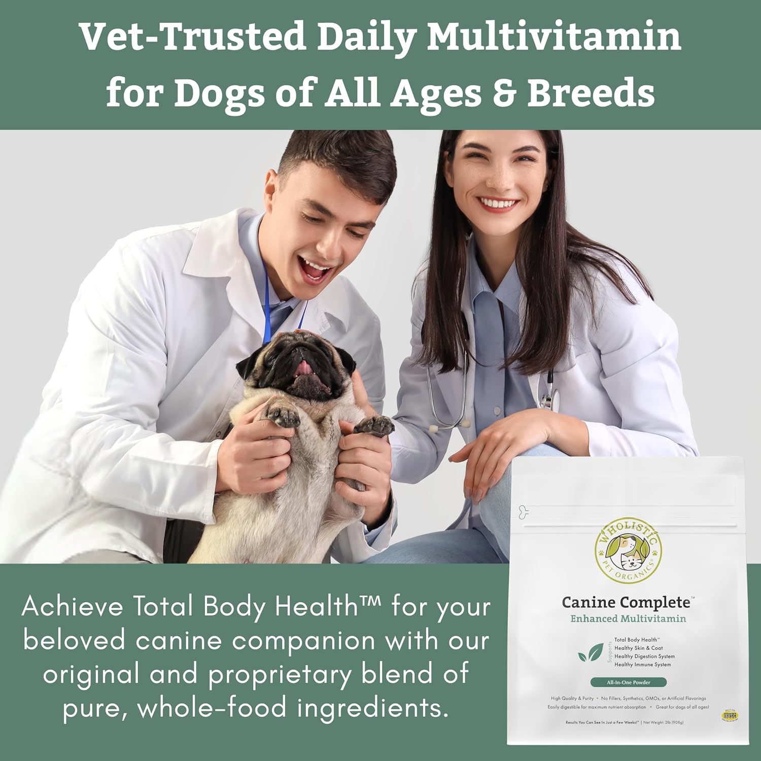 Wholistic Pet Organics Canine Complete Dog Multivitamin Powder, 0.9 kg