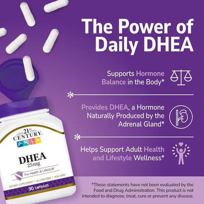 21st Century DHEA 25 mg Capsules (90 Count)