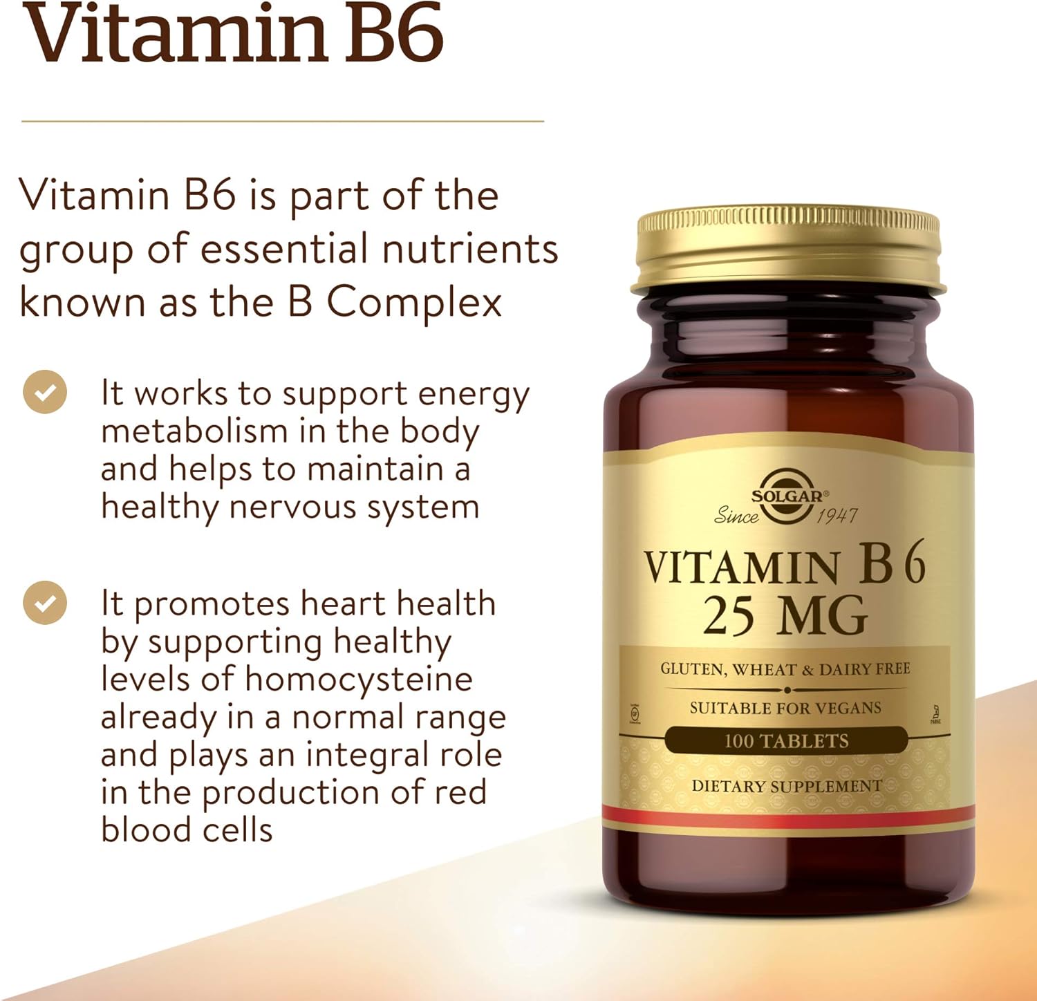 Solgar Vitamin B6 25 mg, 100 Tablets