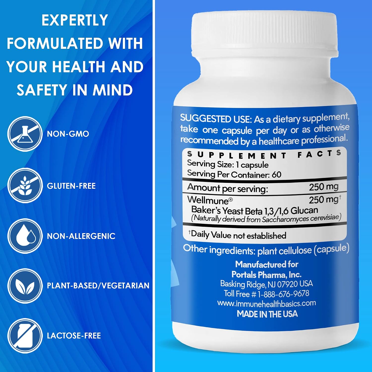 Immune Health Basics Ultra Strength Immunity - Highly Purified Beta Glucan - 60 Capsules