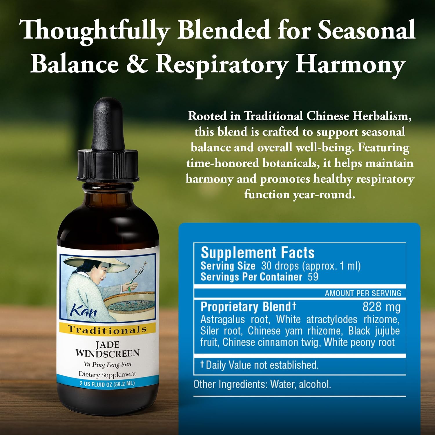 Kan Herbs Company Jade Windscreen – Traditional Chinese Herbal Formula for Seasonal Balance and Overall Wellness, Liquid Extract, 60 ml