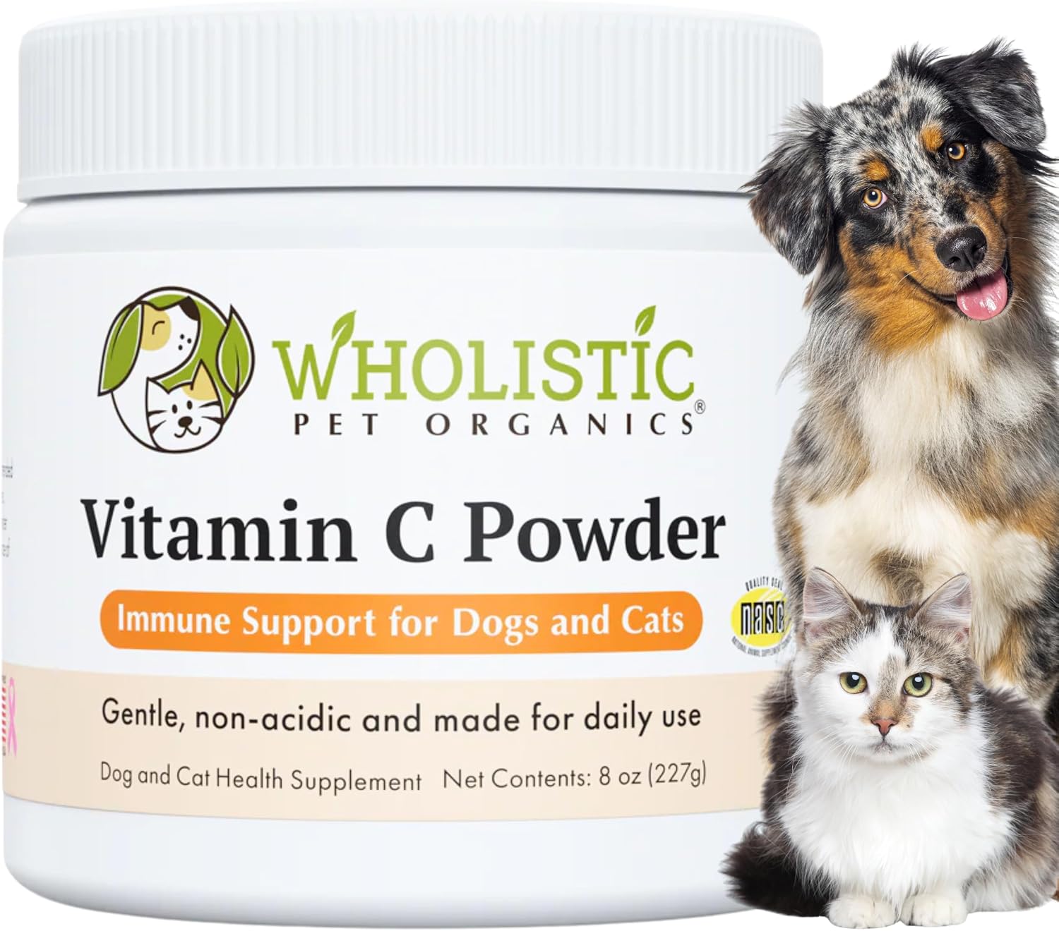Wholistic Pet Organics Vitamin C Powder for Dogs & Cats - Allergy & Itch Relief - Immune Support - 113 g (4 oz)