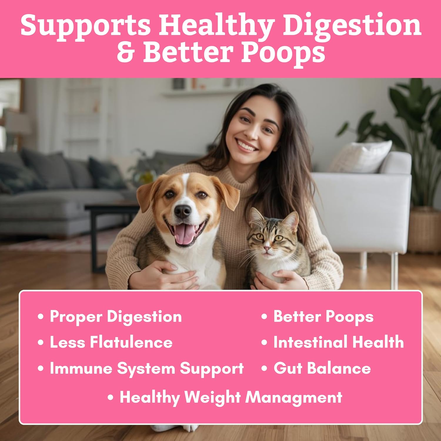 Wholistic Pet Organics Daily Probiotics for Dogs & Cats – Digestive Health Support with Prebiotics & Enzymes – 113 g Powder