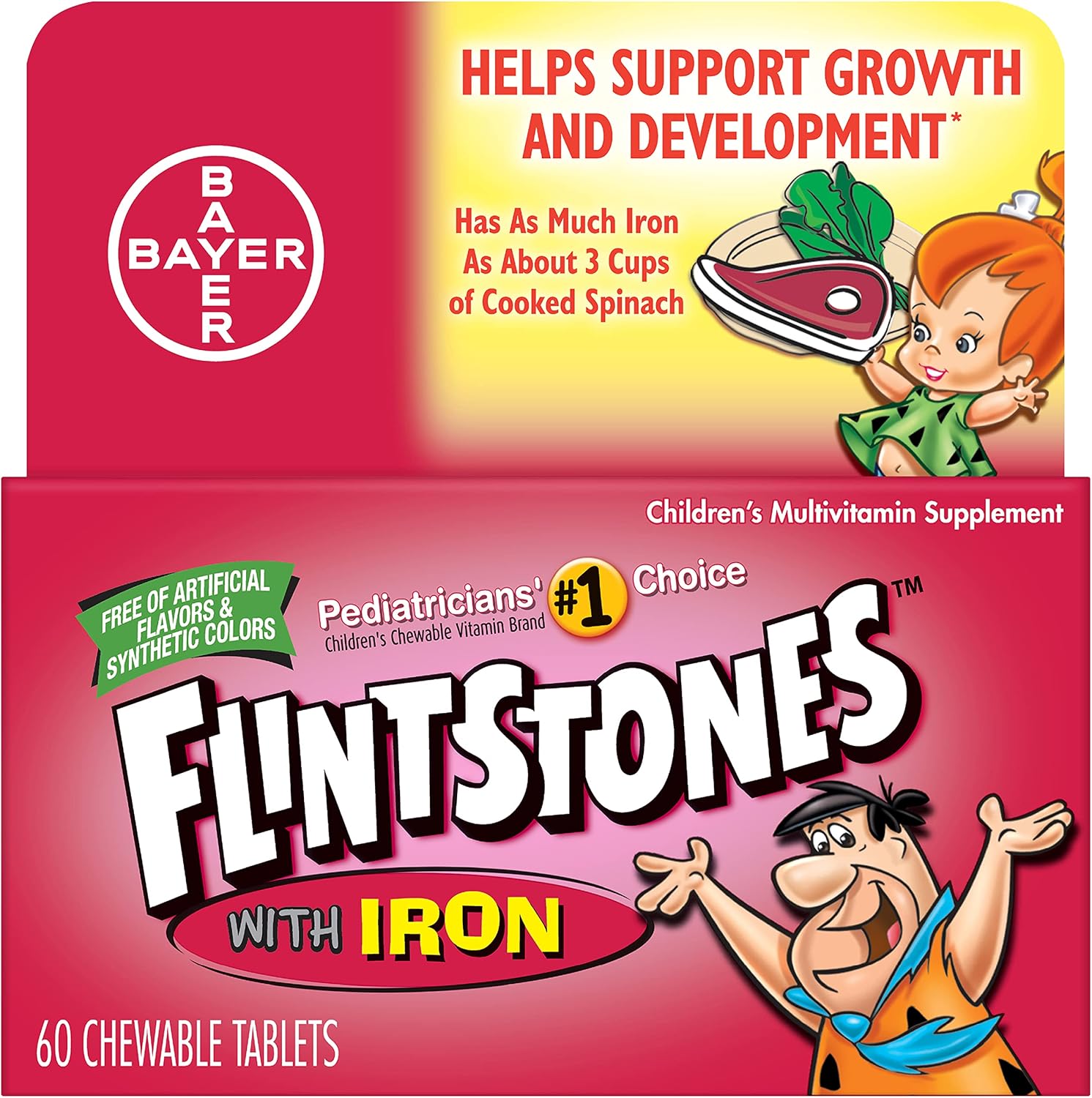 Flintstones Chewable Children's Vitamins with Iron - Multivitamin for Children & Toddlers, 60 Count