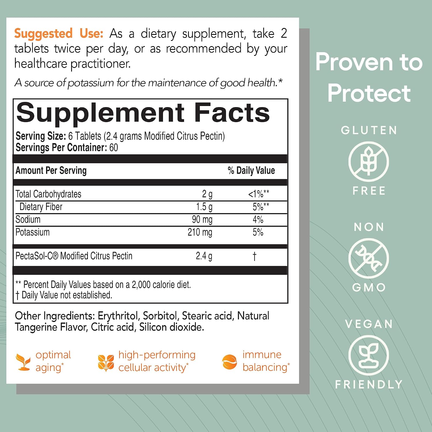 PectaSol Modified Citrus Pectin – 90 Capsules – Supports Immune, Heart and Cellular Health