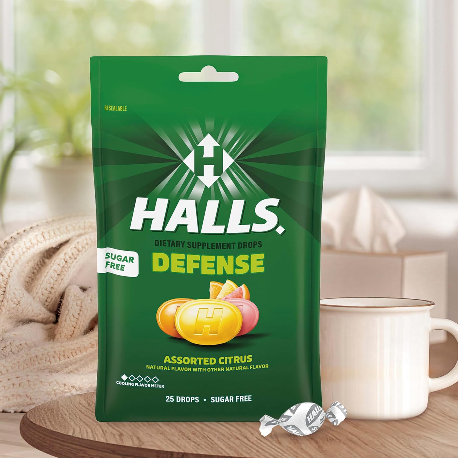 HALLS Defense Vitamin C Drops, Assorted Citrus, Sugar-Free - 300 ct