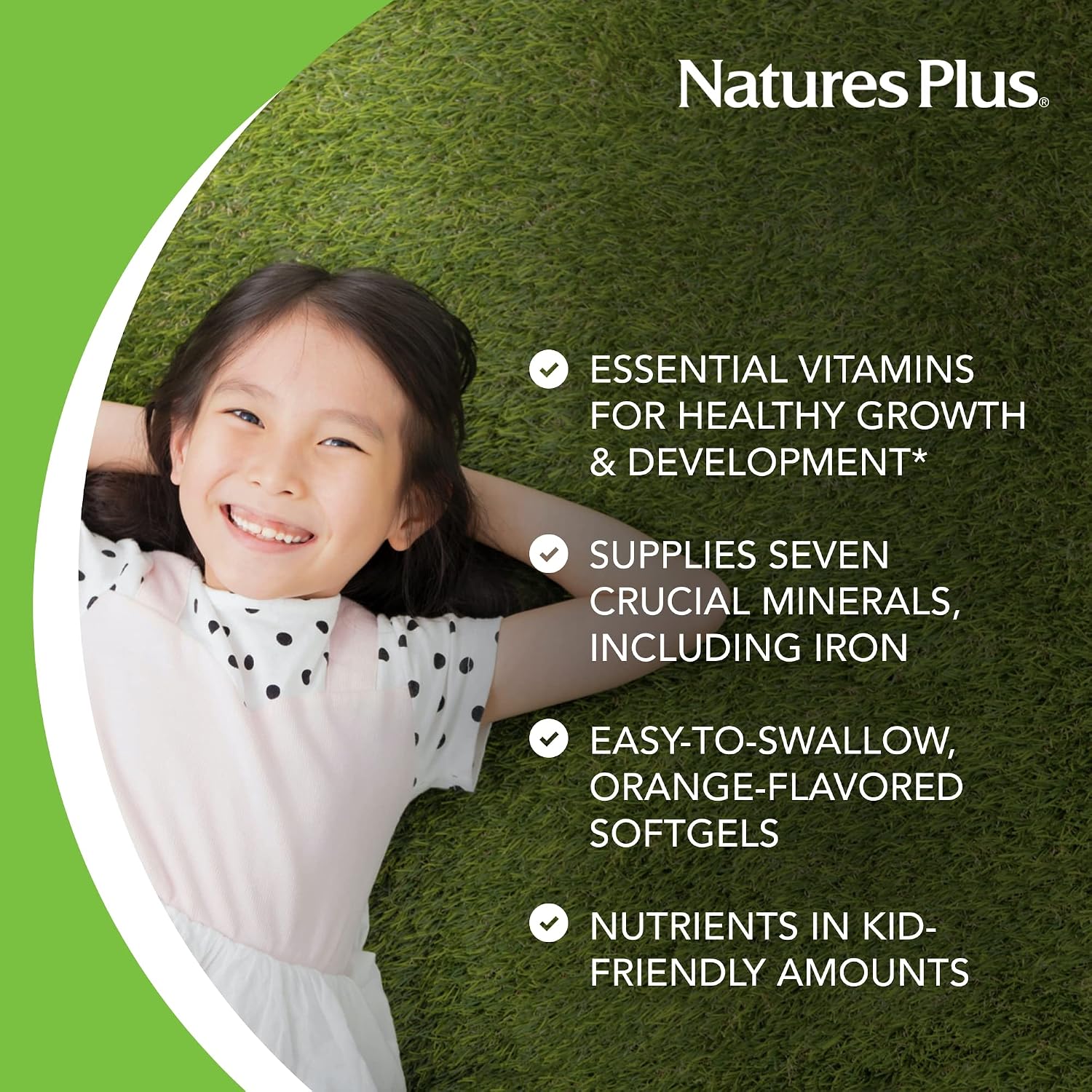 NaturesPlus Children’s Vita-Gels Multivitamin, Natural Orange Flavour - 90 Softgels - Gluten-Free