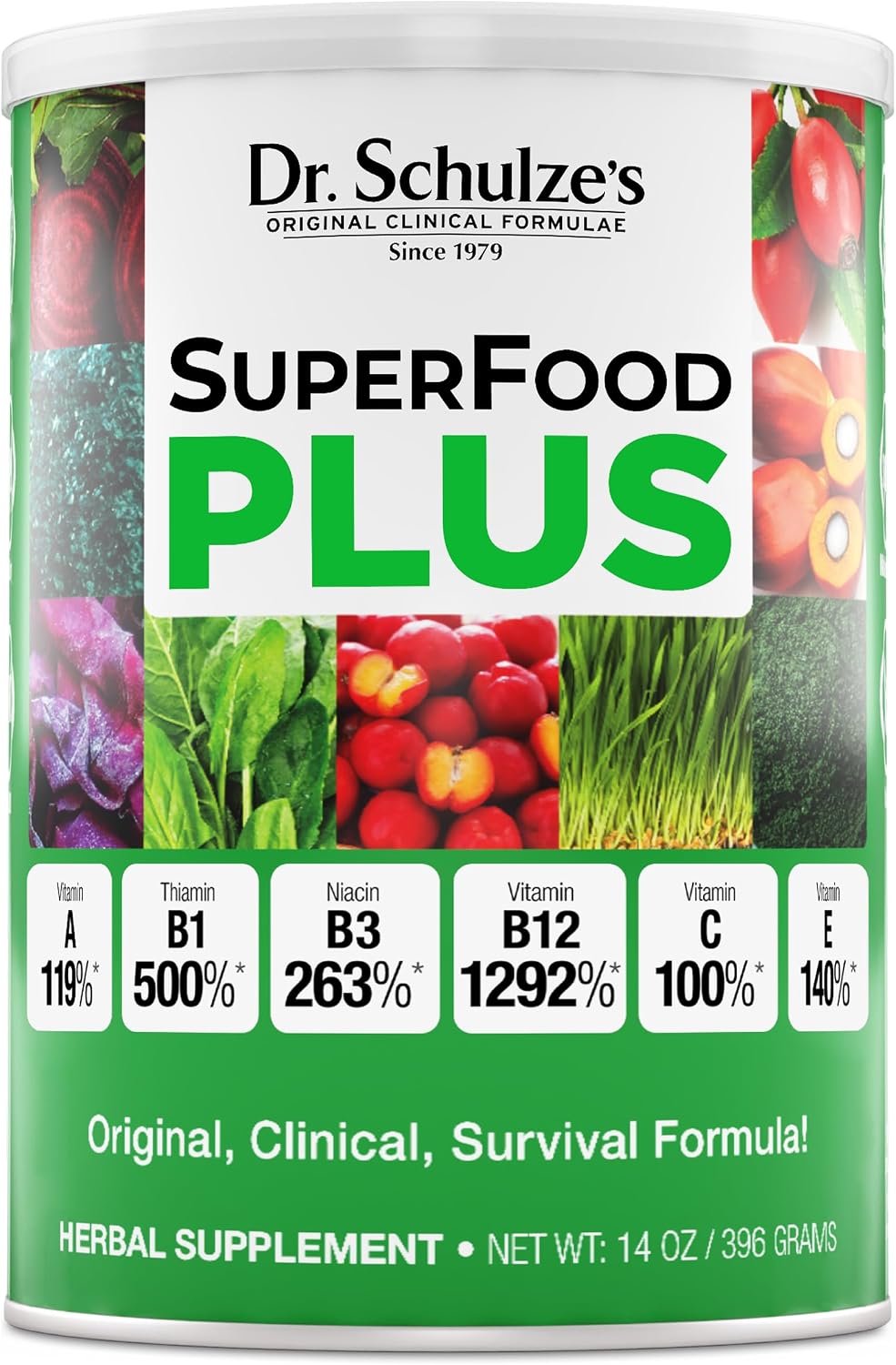 Dr. Schulze's SuperFood Plus – Whole Food Superfood Powder for Natural Energy and Vitality