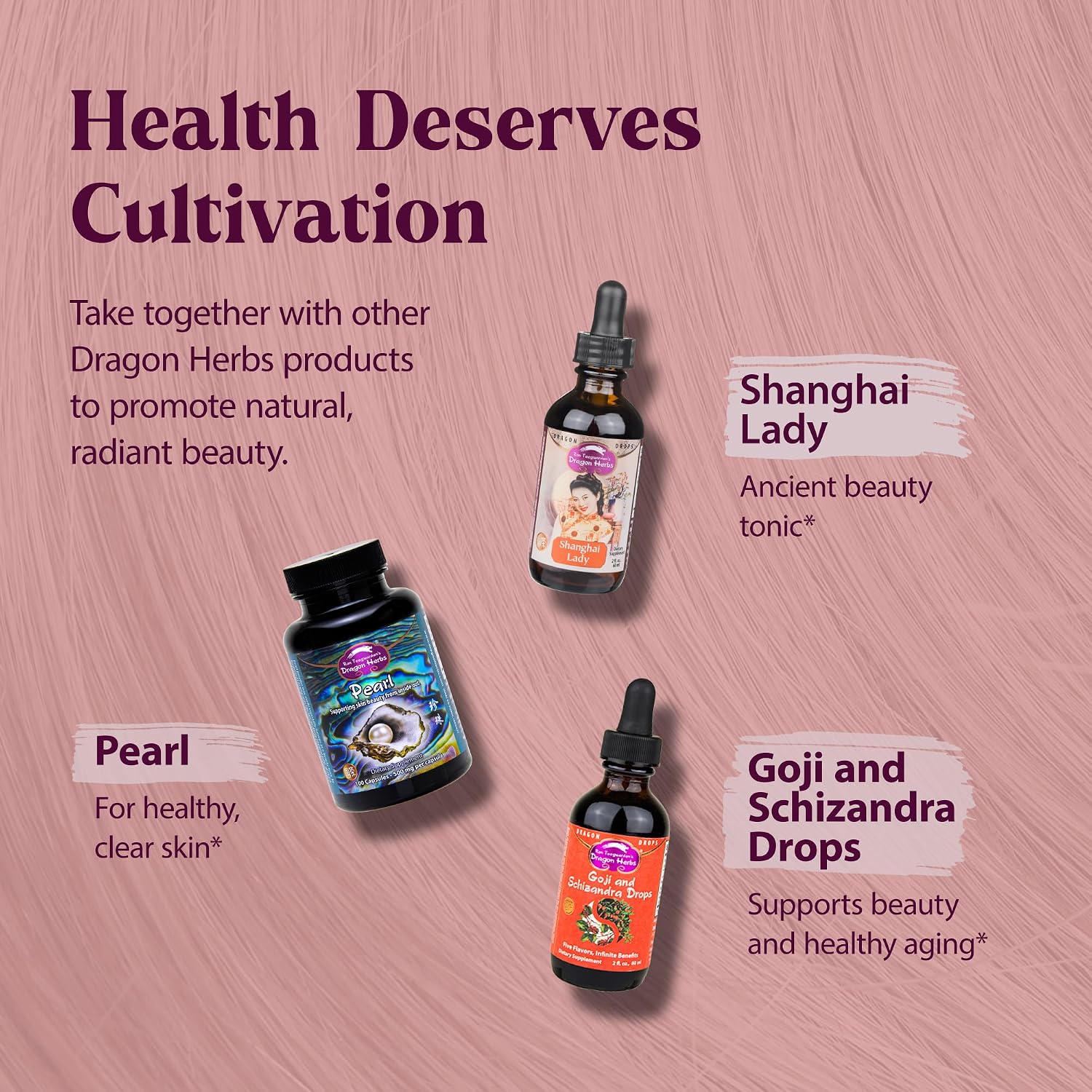 Dragon Herbs Hair and Nails | All Natural Supplement to Support Hair, Nails, Healthy Aging, and Circulation | Traditional Chinese Herbs, Non-GMO (100 Capsules, 500 mg Per Capsule)