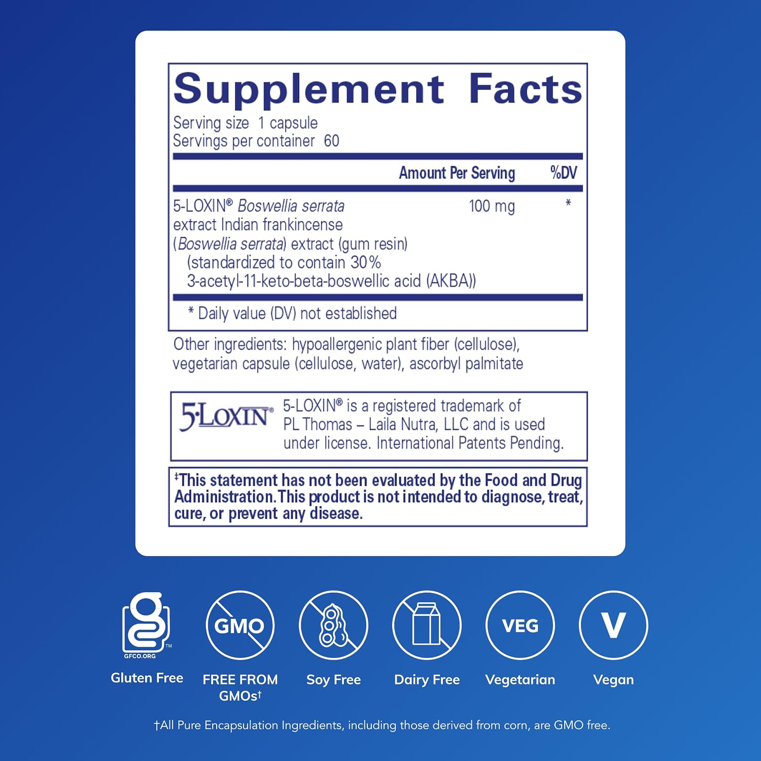 Pure Encapsulations Boswellia AKBA - 5-LOXIN Boswellia Extract, 60 Capsules