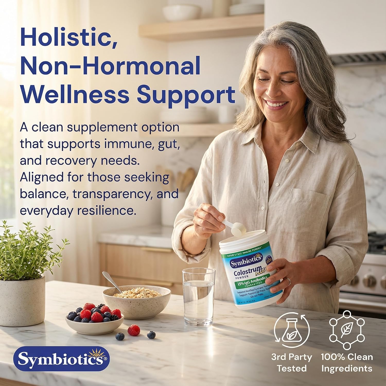 Symbiotics Colostrum Plus Powder – Immune & Muscle Recovery Support with 25% IgG Immunoglobulins, Unflavoured, Gluten-Free (179 g)