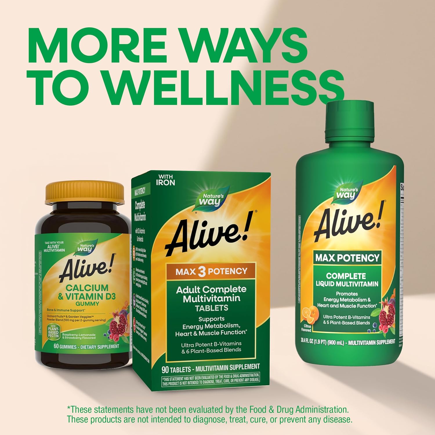 Nature's Way Alive! Max3 Potency Daily Multivitamin with Iron for Women & Men