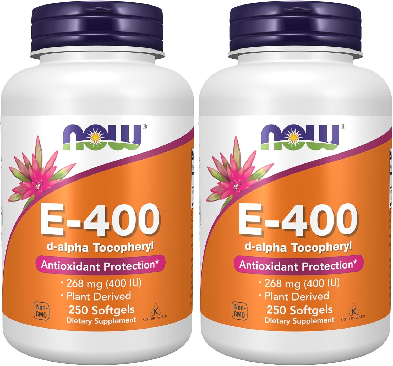 NOW Foods Vitamin E-400 IU, d-Alpha Tocopherol Softgels, 100 Count