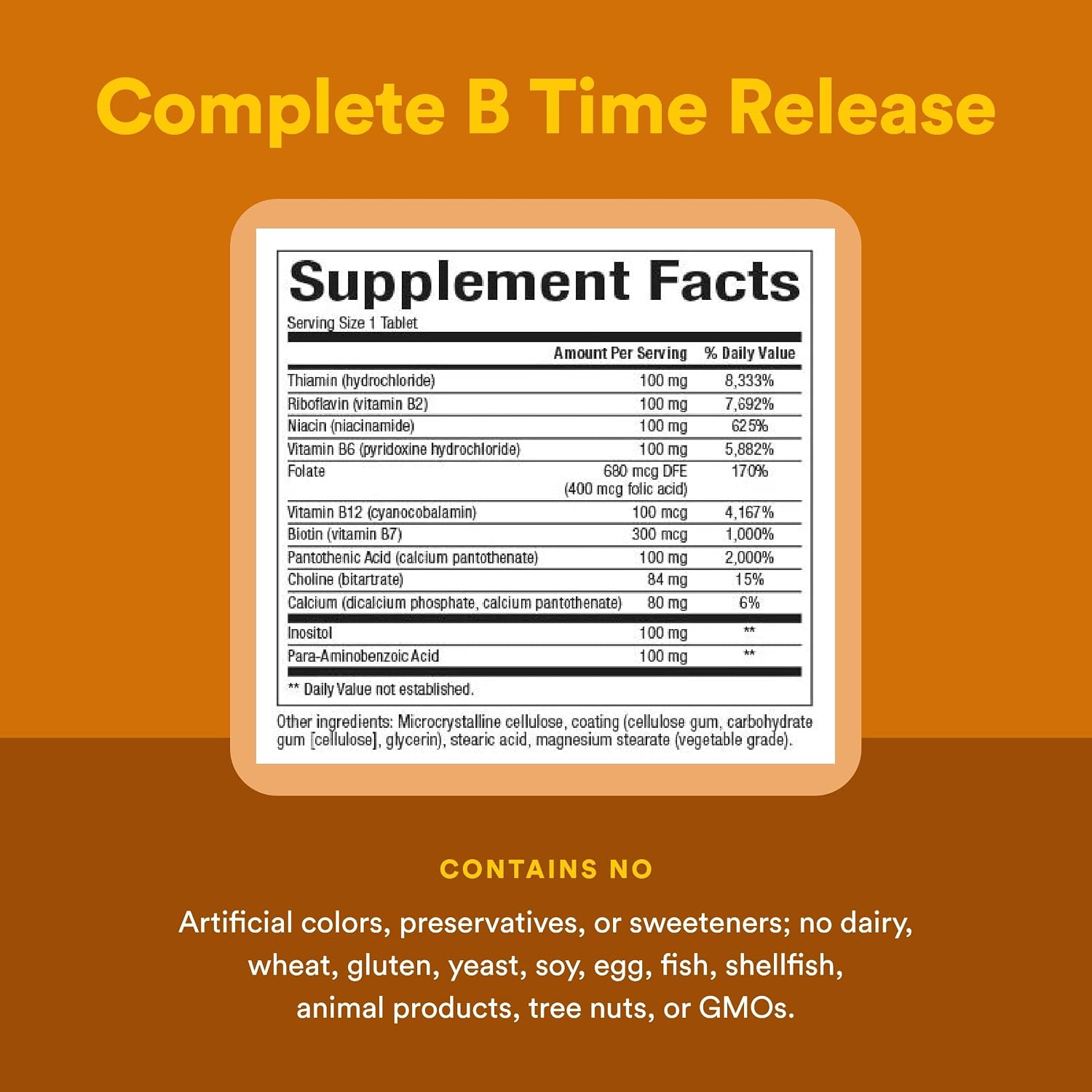 Natural Factors Complete B 100 mg, Time Release – 90 Tablets