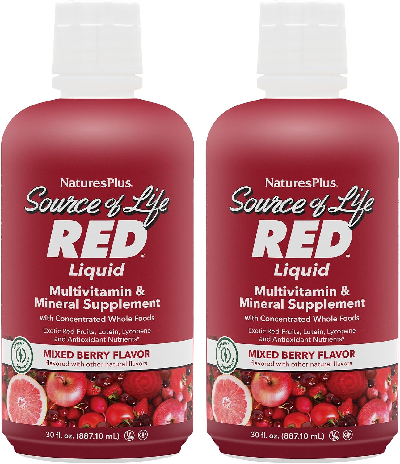 NaturesPlus Source of Life RED Liquid Multivitamin - 887 mL