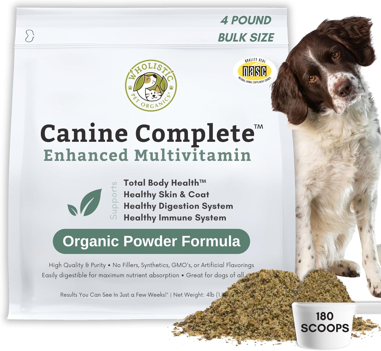 Wholistic Pet Organics Canine Complete Dog Multivitamin Powder, 4 lb (1.81 kg)
