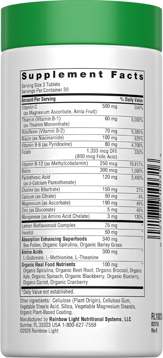 Rainbow Light Complete B-Complex, 90 Tablets, Food-Based, Energy Support
