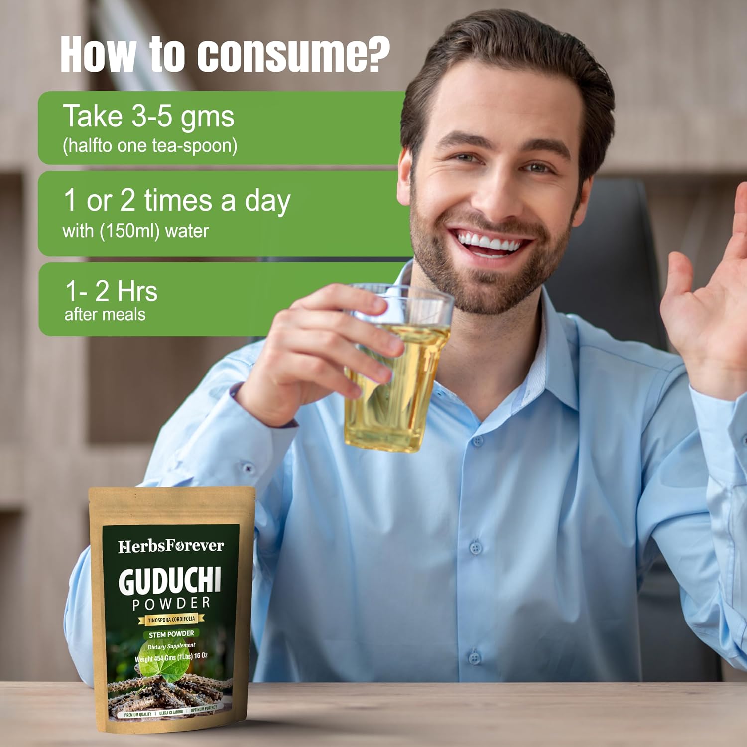 Herbsforever Guduchi Powder (Tinospora cordifolia) - 454 g, Traditional Ayurvedic Herbal Supplement