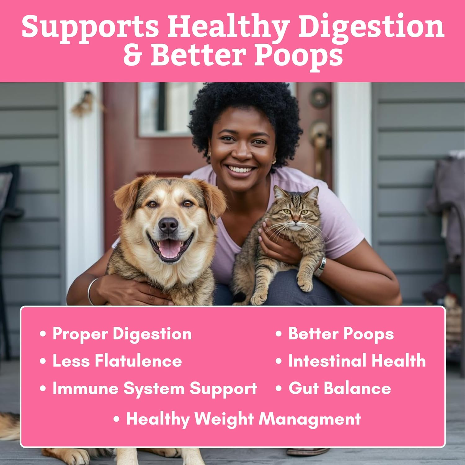 Wholistic Pet Organics Daily Probiotic for Dogs & Cats - Digestive Enzymes & Prebiotic Fiber - 227 g Powder