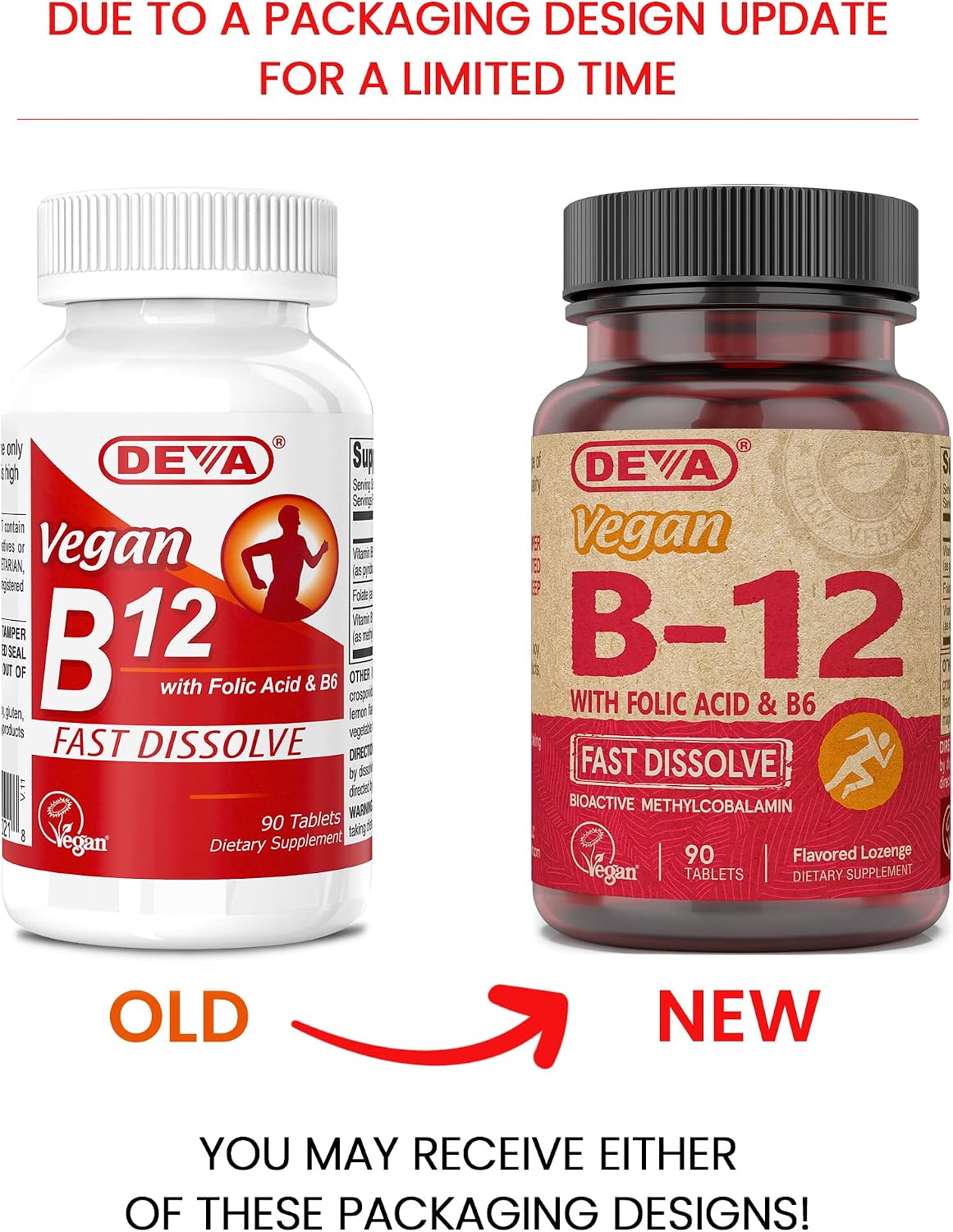 DEVA Vegan Vitamin B12 Fast-Dissolve – Methylcobalamin 1000 mcg with B6 and Folic Acid – Lemon Flavour – 90 Tablets