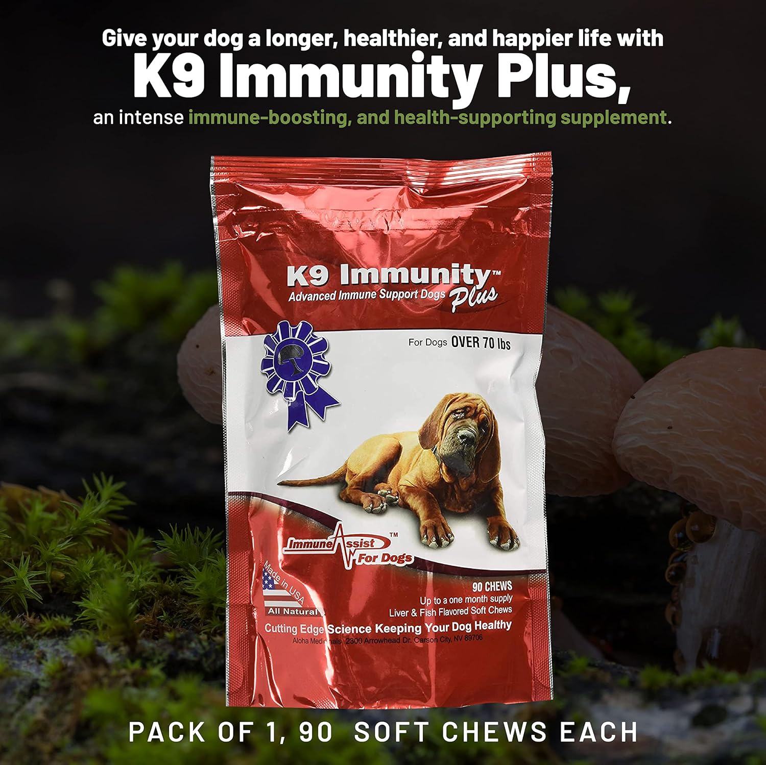 Aloha Medicinals K9 Immunity Plus - Immune Support Soft Chews for Dogs Over 70 lbs (90 Count) - görsel 4