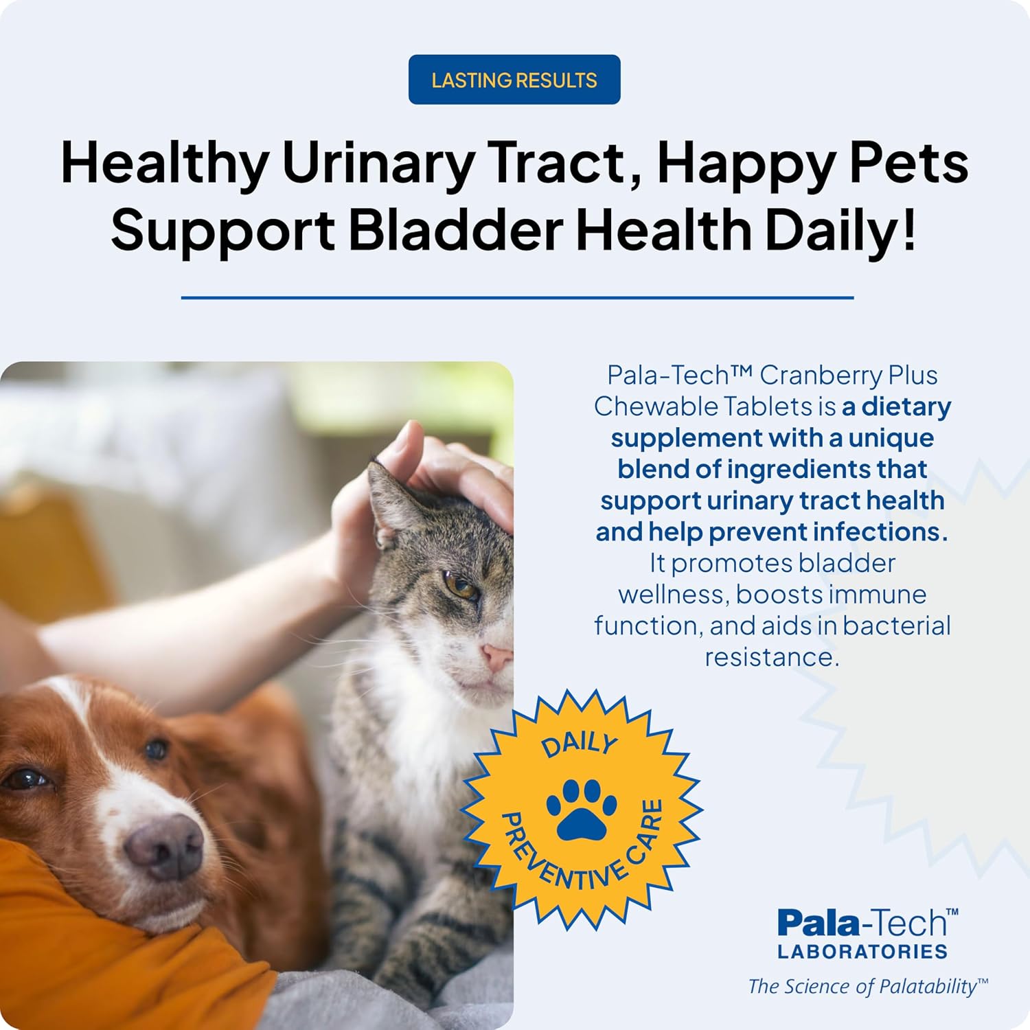 Pala Tech Cranberry Chewable Tablets for Dogs & Cats – Urinary Health Supplement (60 Chewable Tablets)