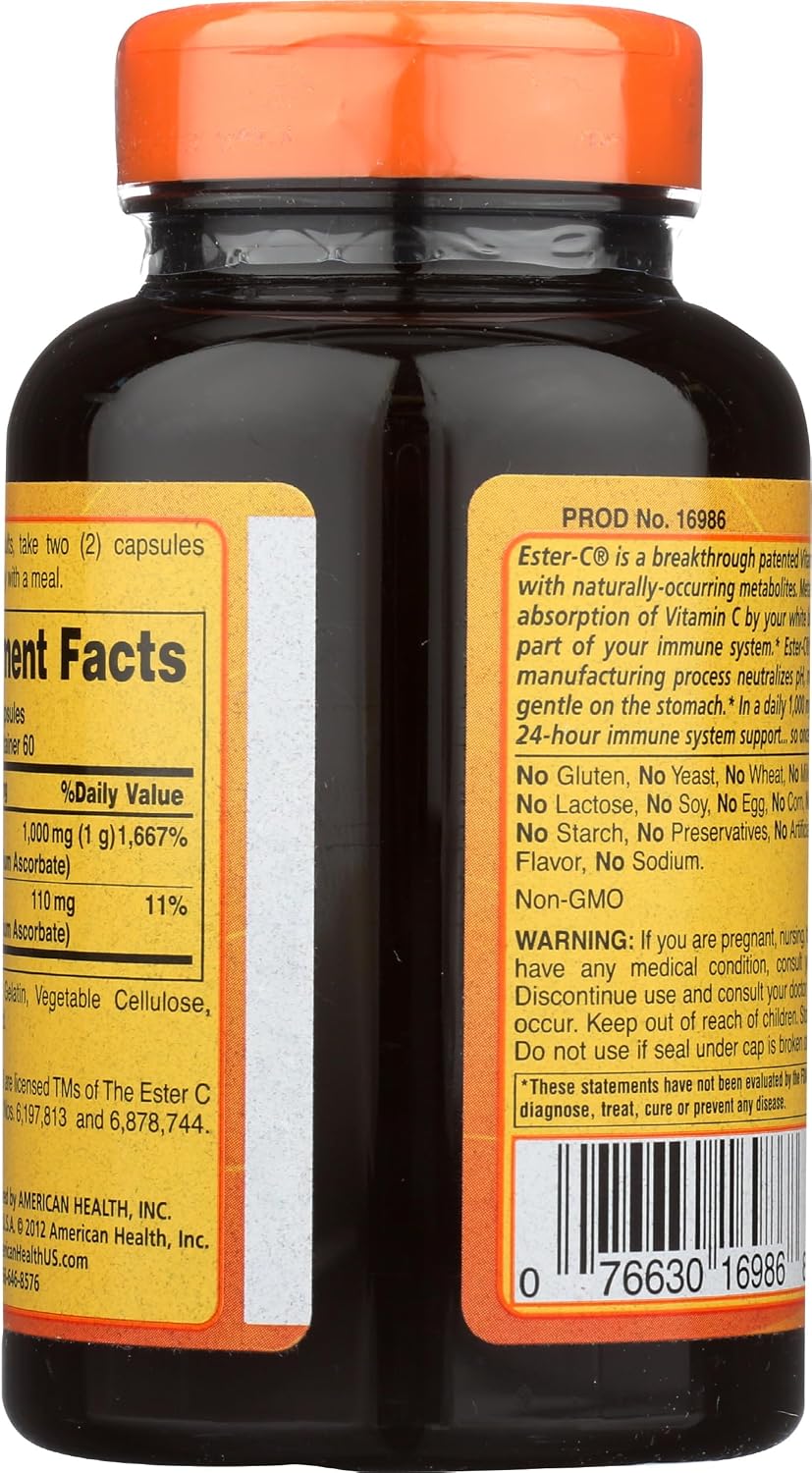 Ester-C 500 mg – Non-Acidic Vitamin C Supplement, 120 Capsules