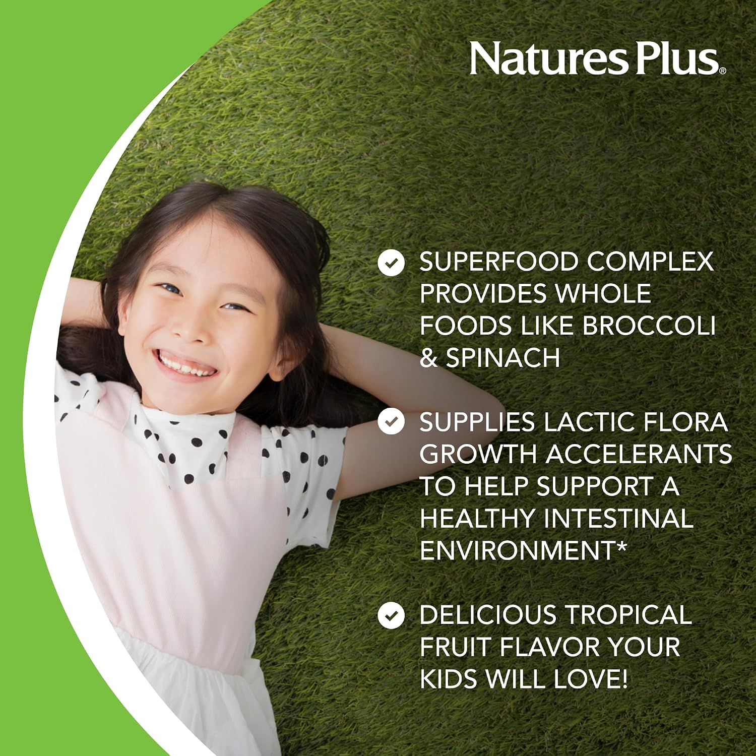 Nature's Plus Animal Parade KidGreenz, Tropical Fruit Flavour – 90 Chewable Tablets