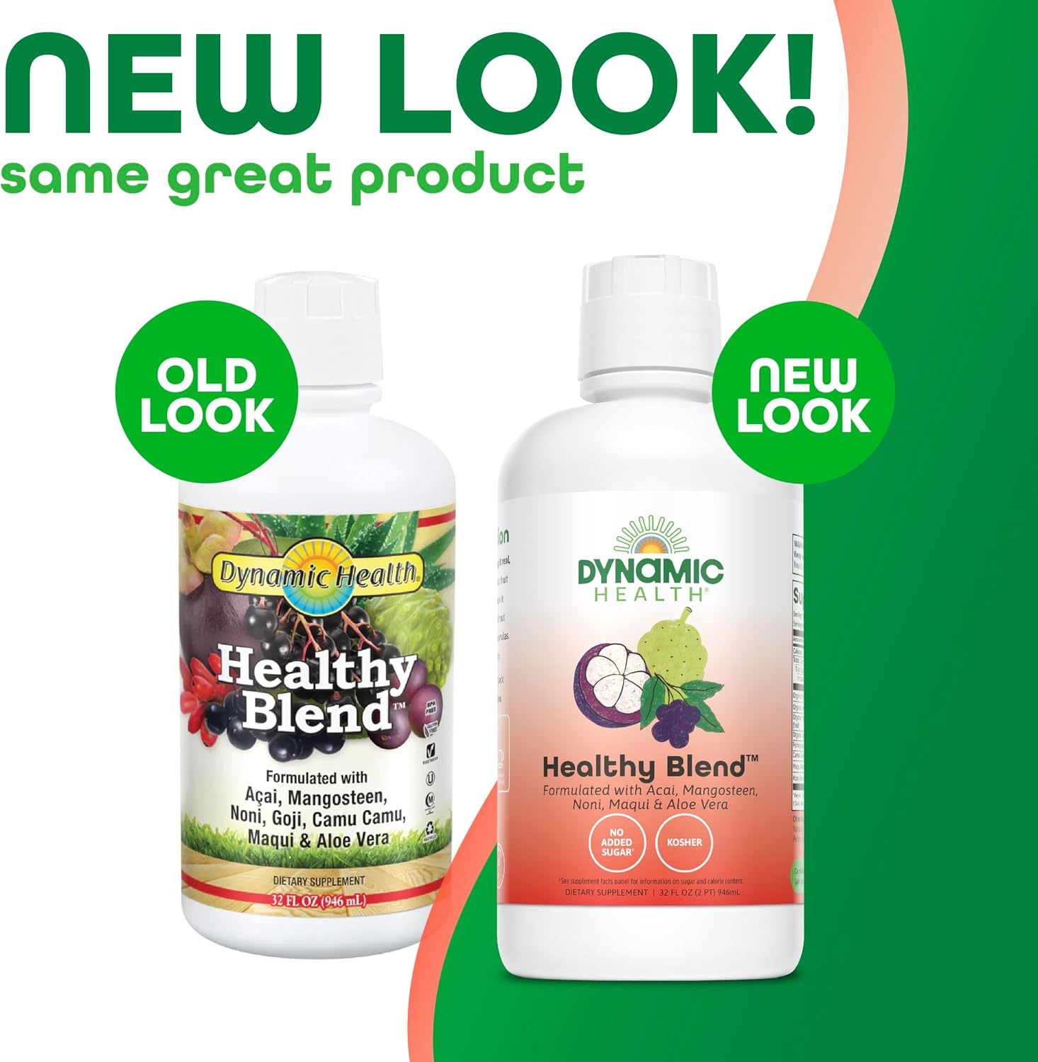 Dynamic Health Healthy Blend - Organic Superfruit Juice with Acai, Mangosteen, Noni, Maqui & Aloe Vera, 946 mL