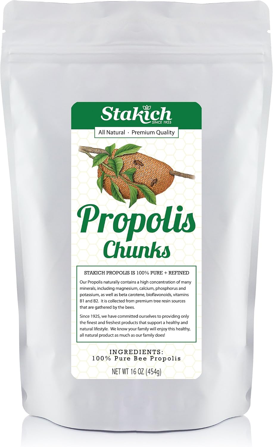 Stakich Bee Propolis Chunks – Pure, Natural – 1 lb (453 g)