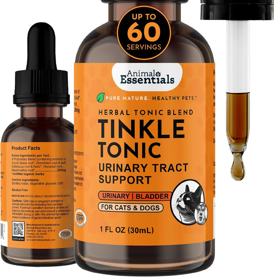 Animal Essentials Tinkle Tonic - Dog & Cat Urinary Tract Support, Kidney Supplement, Supports Urinary Tract, Bladder Health for Pets, with Marshmallow - 30 ml
