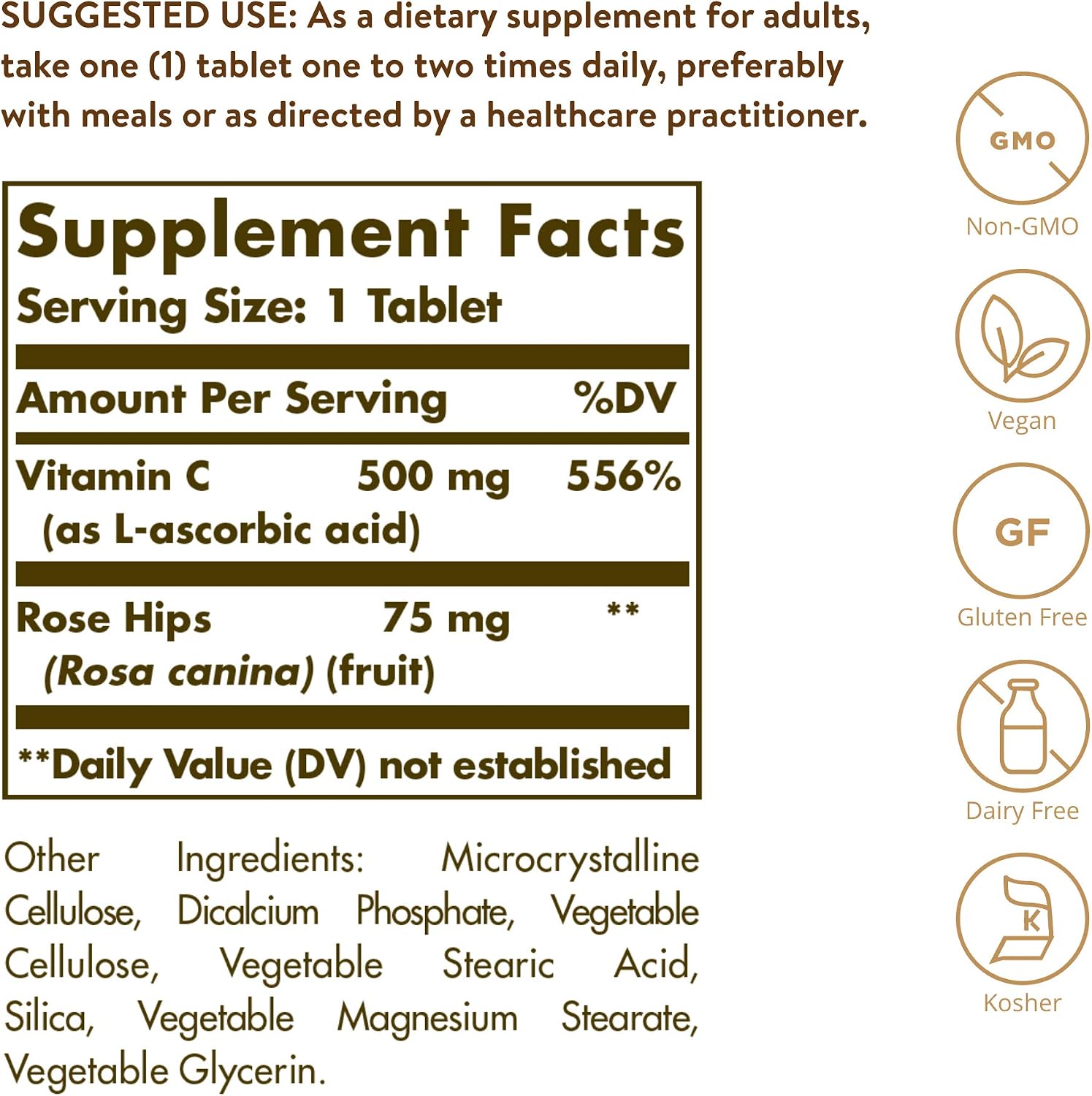 Solgar Vitamin C 500 mg with Rose Hips