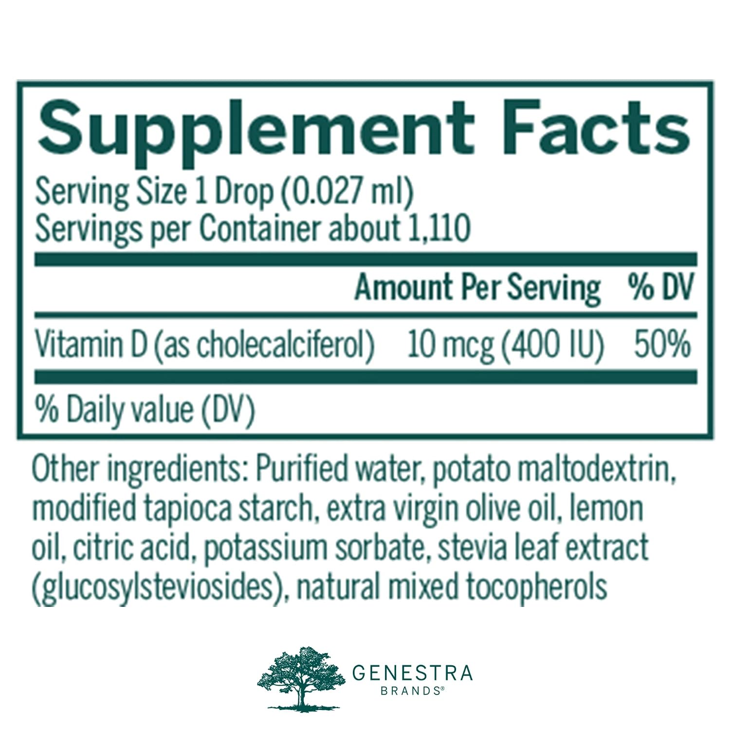 Genestra Brands D-Mulsion 400 - Liquid Vitamin D Supplement - Natural Lemon Flavour - 1,110 Servings
