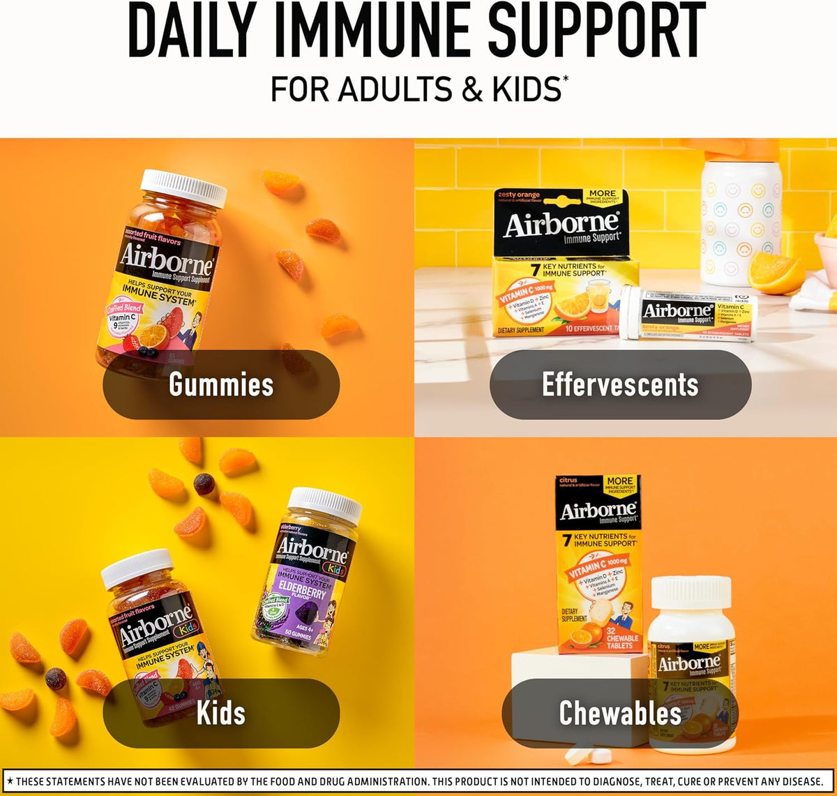 Airborne Vitamin C 1000mg (per Serving) Citrus Chewable Tablets, 32 Count - görsel 8