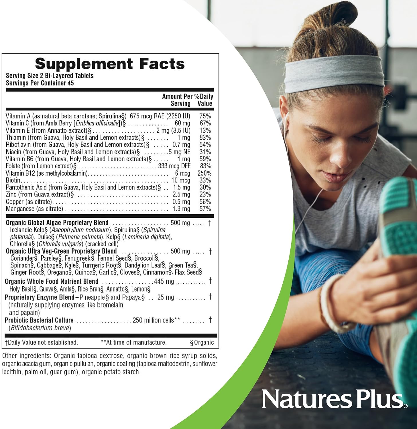 NaturesPlus Ultra Juice Green - 90 Bi-Layered Tablets - Organic Greens Supplement