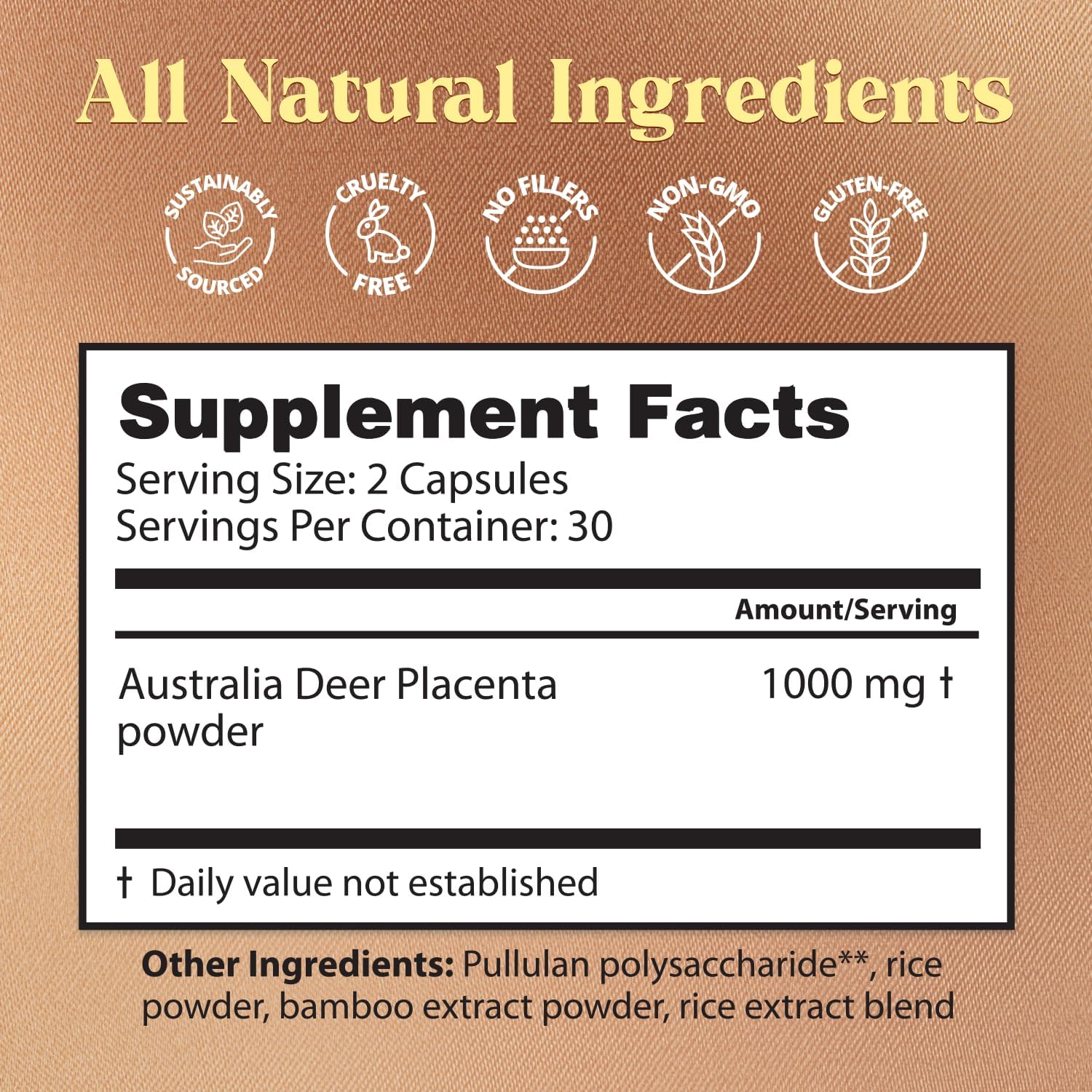 Dragon Herbs Deer Placenta Capsules - 500 mg, 60 Capsules