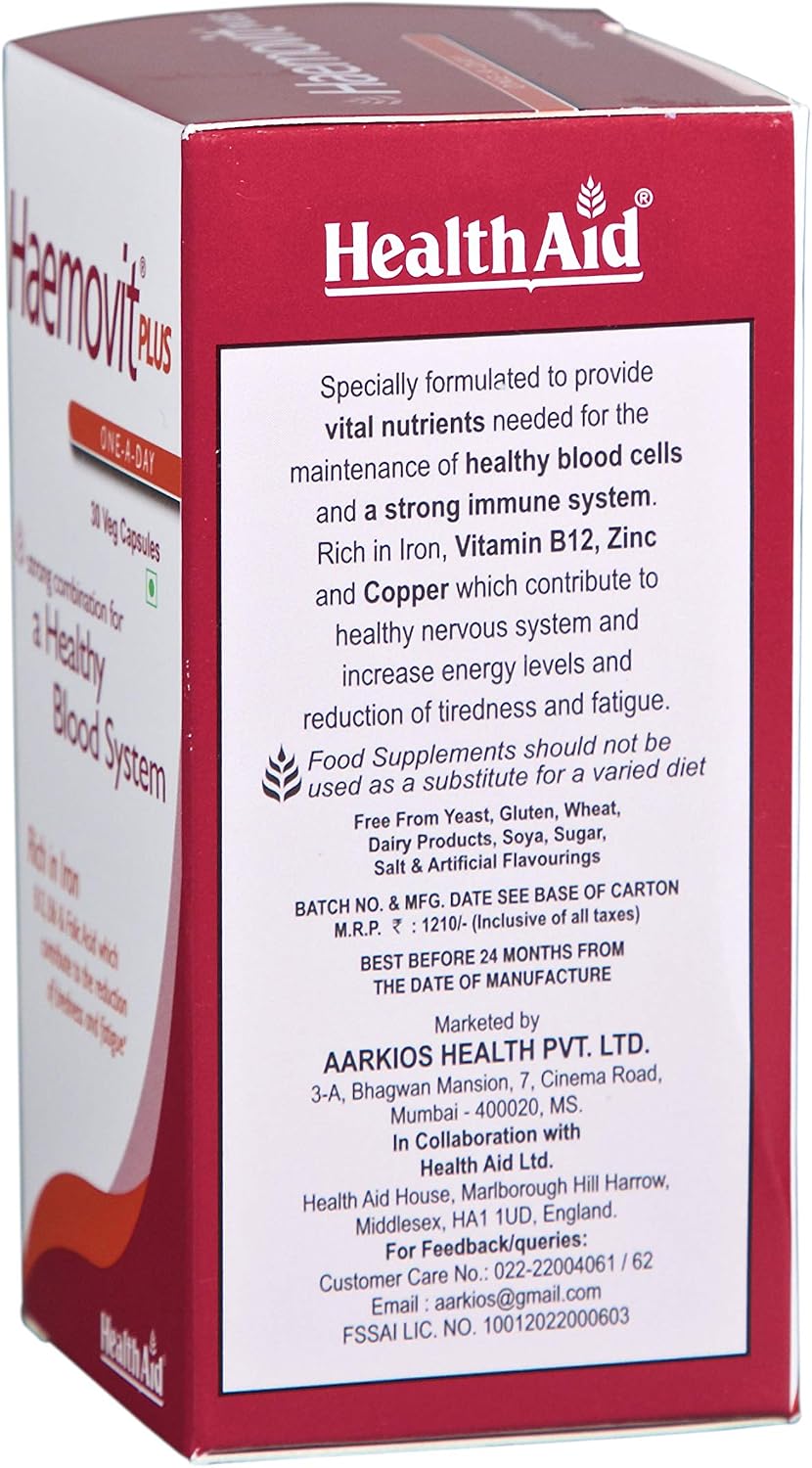 HealthAid Plus Iron, Folic Acid & B12 – 30 Capsules