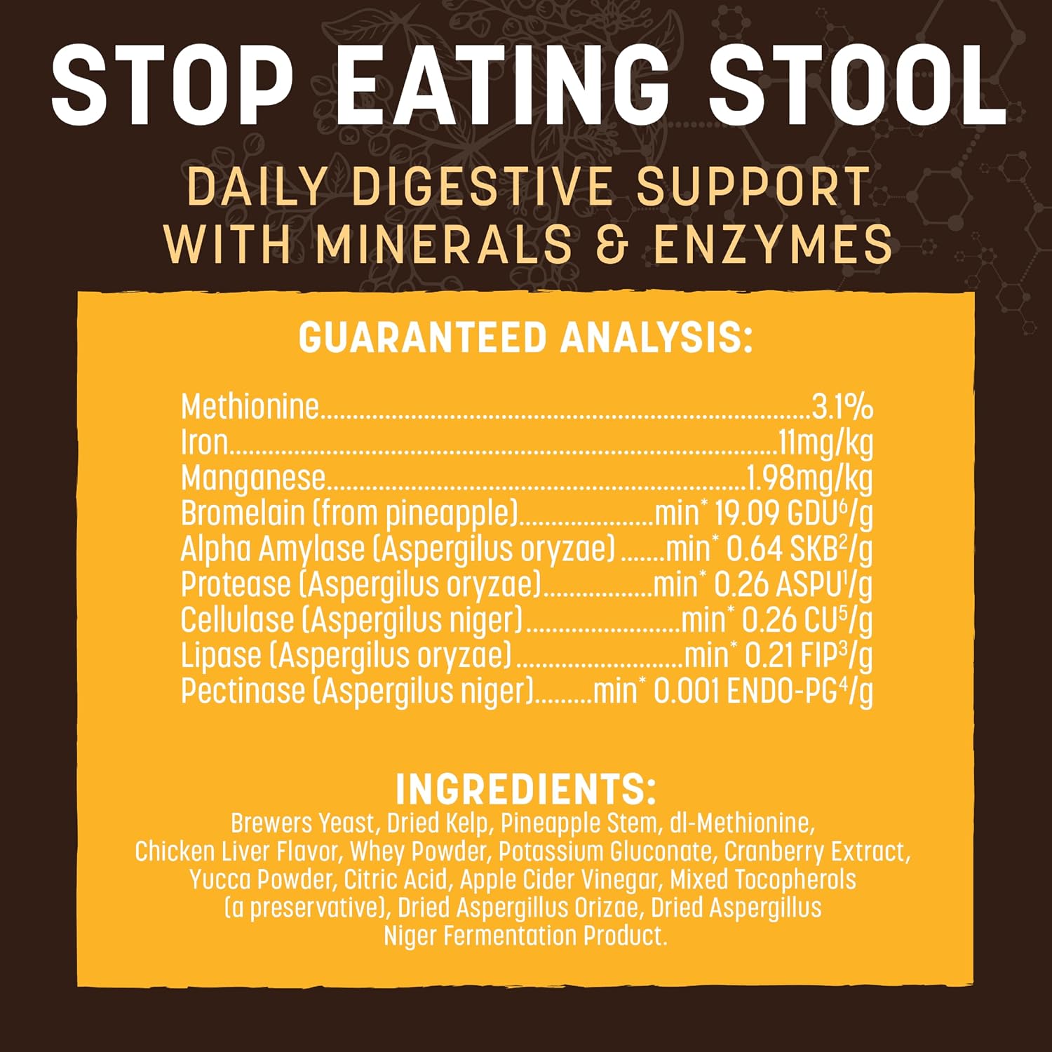 Earth Animal Apothecary Powder Supplement - Stop Eating Stool Nutritional Powder for Dogs & Cats, 227 g
