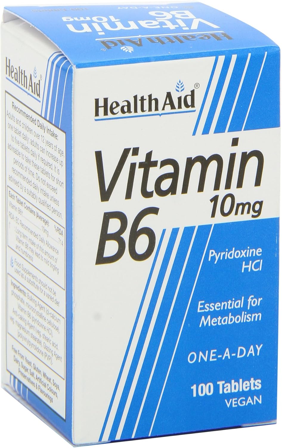 HealthAid Vitamin B6 (Pyridoxine HCl) 10 mg - 100 Tablets