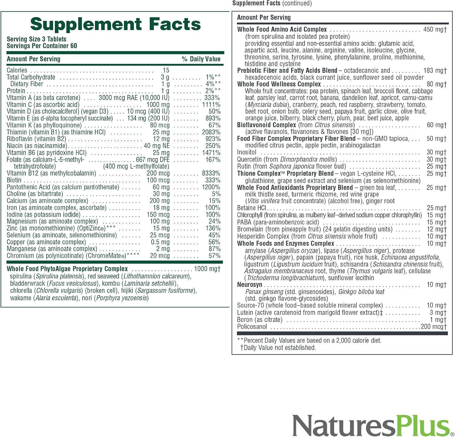 NaturesPlus Ultra Source of Life Multivitamin – 180 Tablets