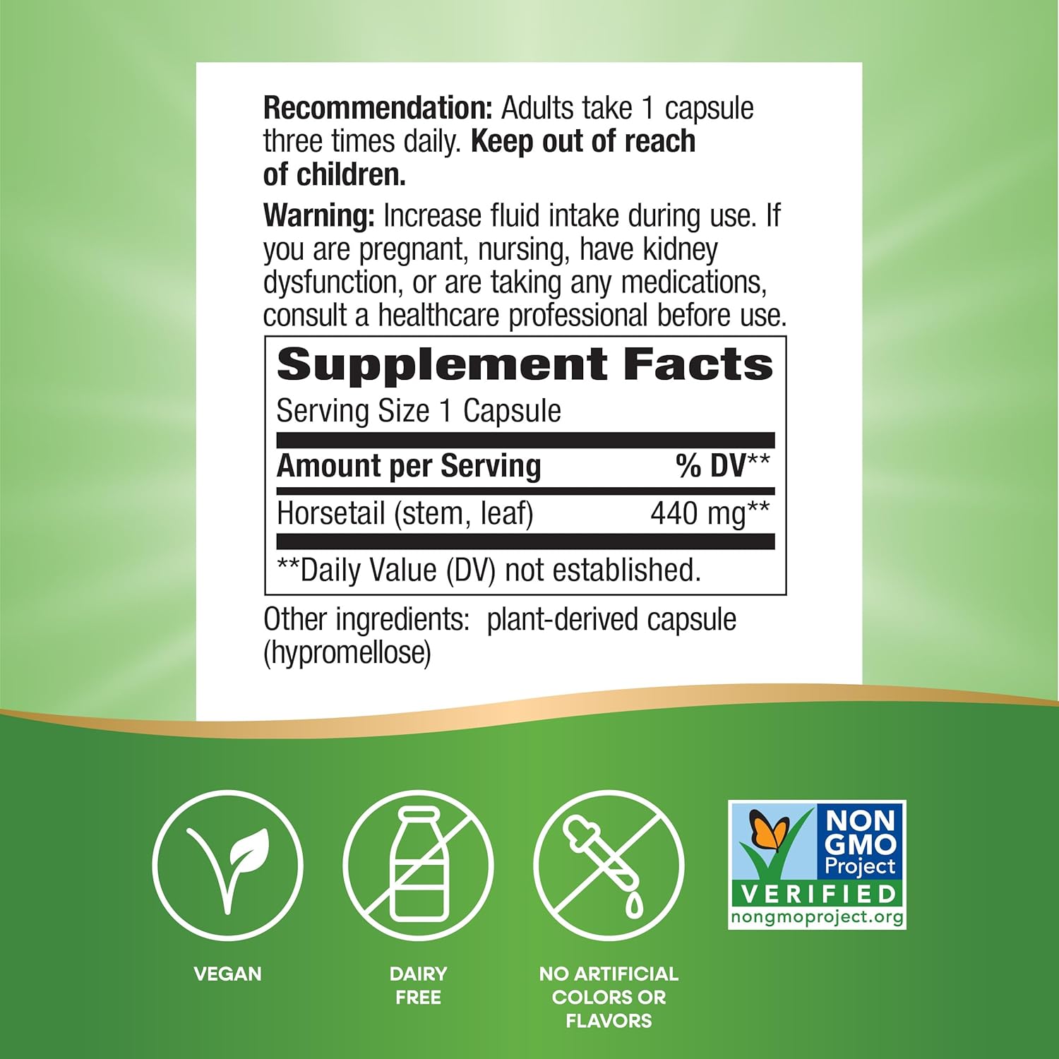 Nature's Way Horsetail Grass – 440 mg per Serving – Hair and Nail Support – 100 Capsules