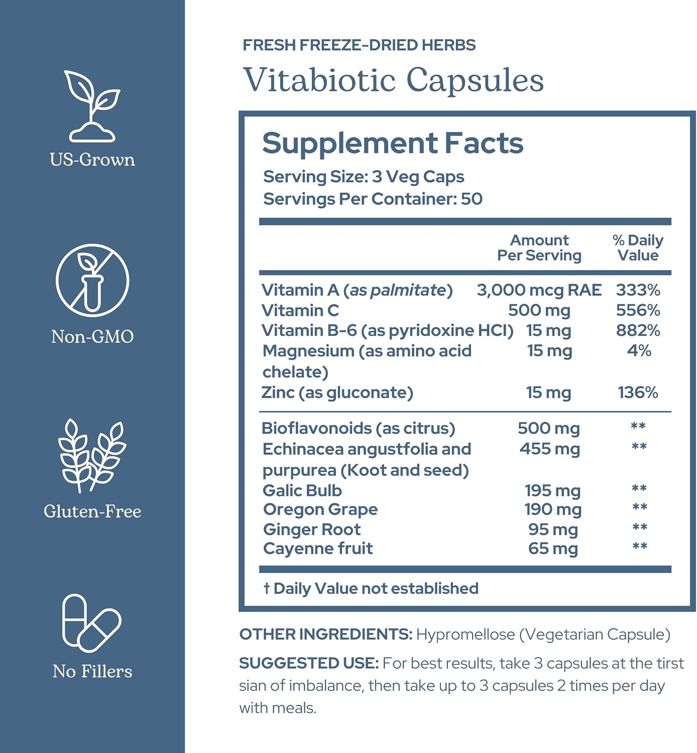 Eclectic Herb Organic Vitabiotic Capsules – Immune Support Herbal Multivitamin – 750 mg, 150 Count