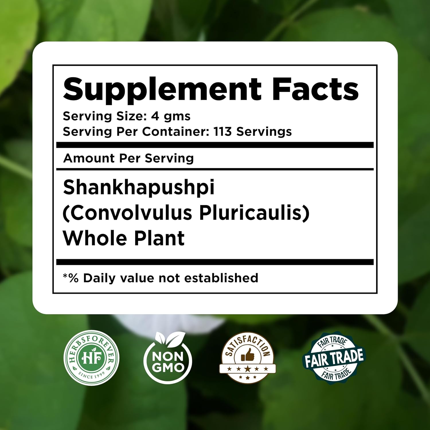 HerbsForever Shankhpushpi (Convolvulus Pluricaulis) Whole Plant Powder - 454 g (16 oz)