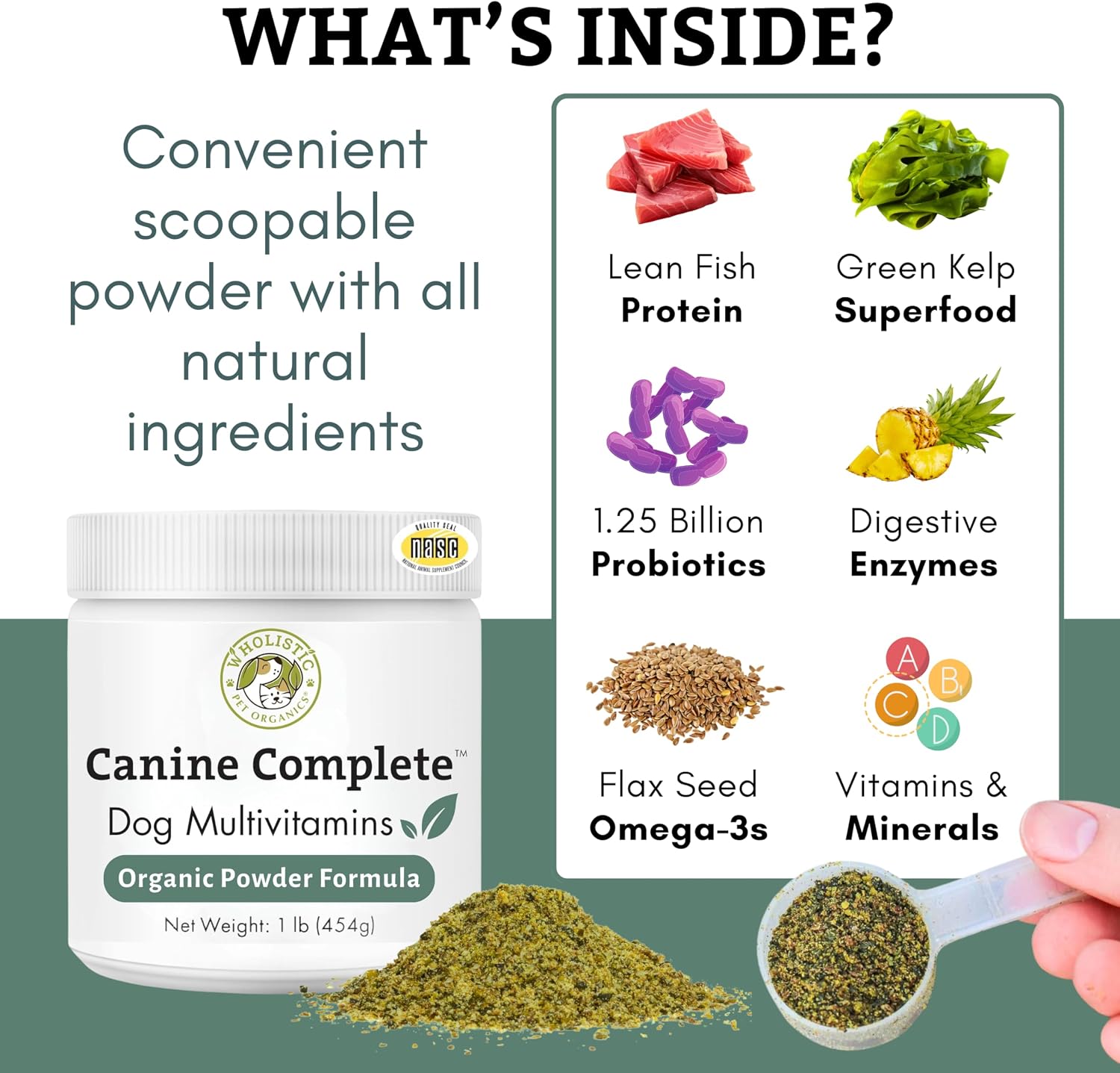 Wholistic Pet Organics Canine Complete - Dog Multivitamin Powder, 454 g