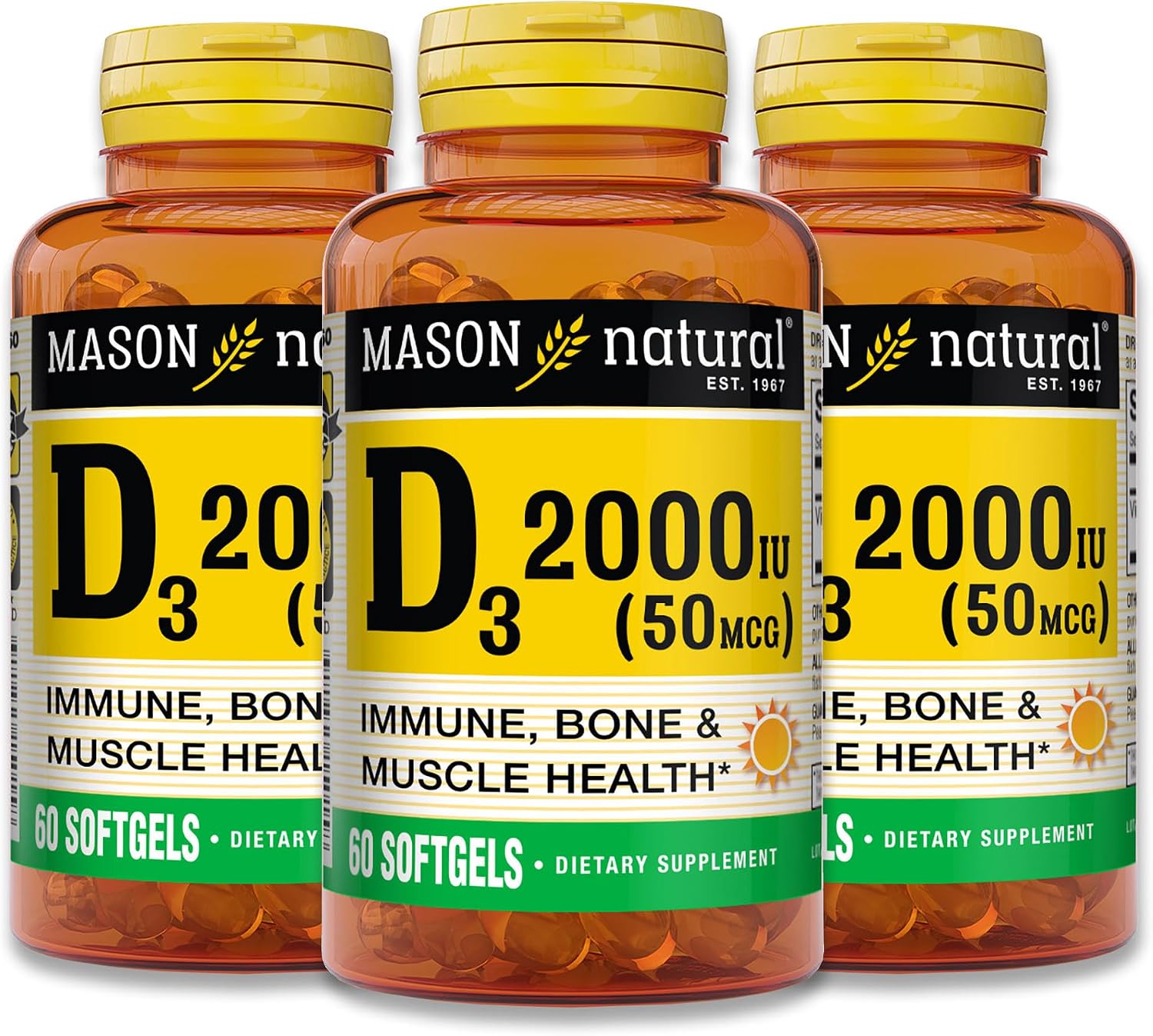 MASON NATURAL Vitamin D3 1000 IU (25 mcg) from Fish Liver Oil, 300 Softgels