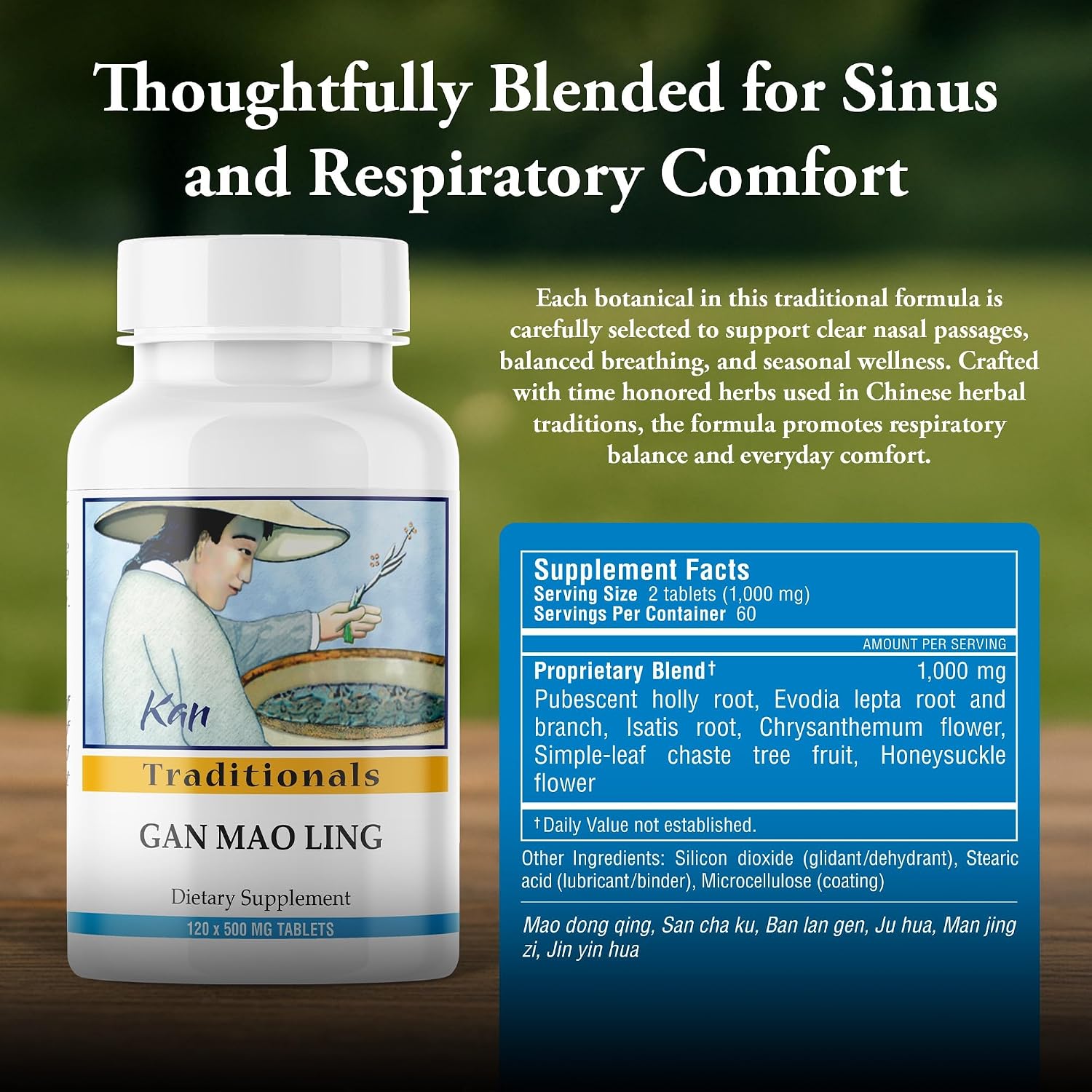 Kan Herbs Gan Mao Ling Tablets – Traditional Chinese Herbal Formula with Isatis, Chrysanthemum, and Honeysuckle, 120 Tablets