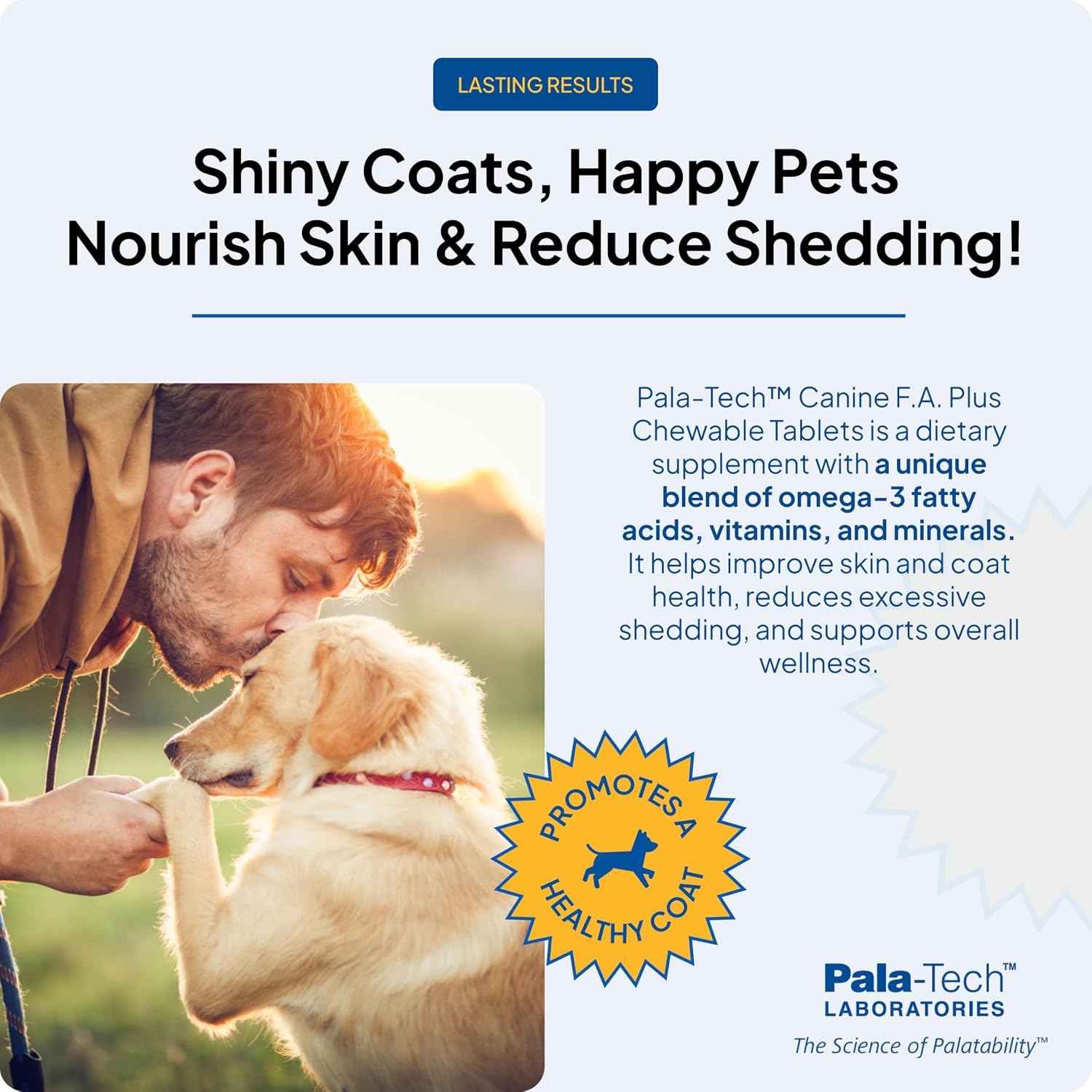 Pala-Tech FA Plus Chew Tabs for Small Dogs - Omega-3 & 6 for Skin and Coat - 60 Chewable Tablets, Roast Beef Flavour