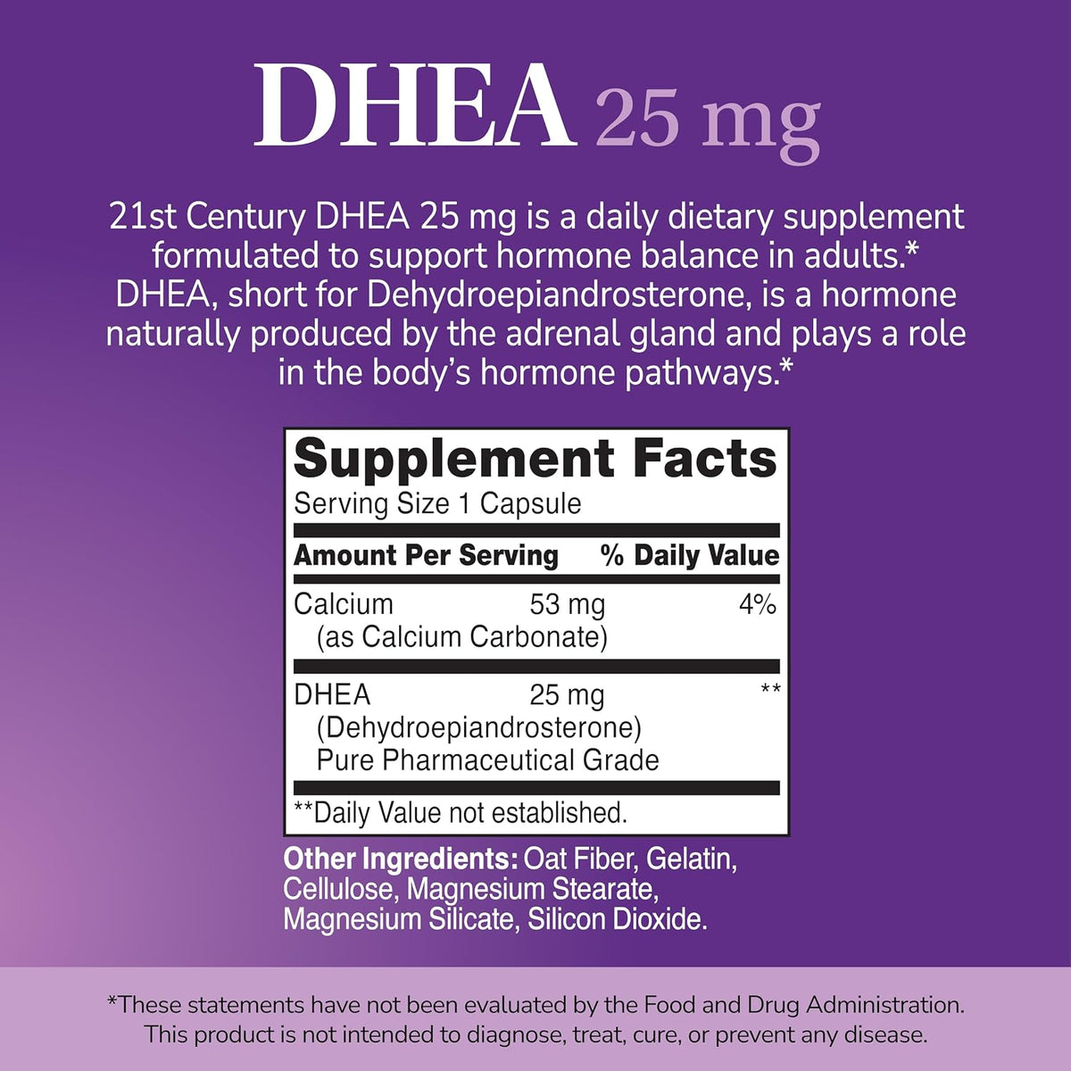 21st Century DHEA 25 mg Capsules (90 Count) - görsel 2